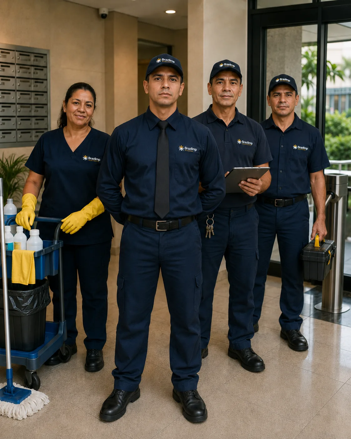 Equipe da Brazlimp representando a operação de serviços integrados